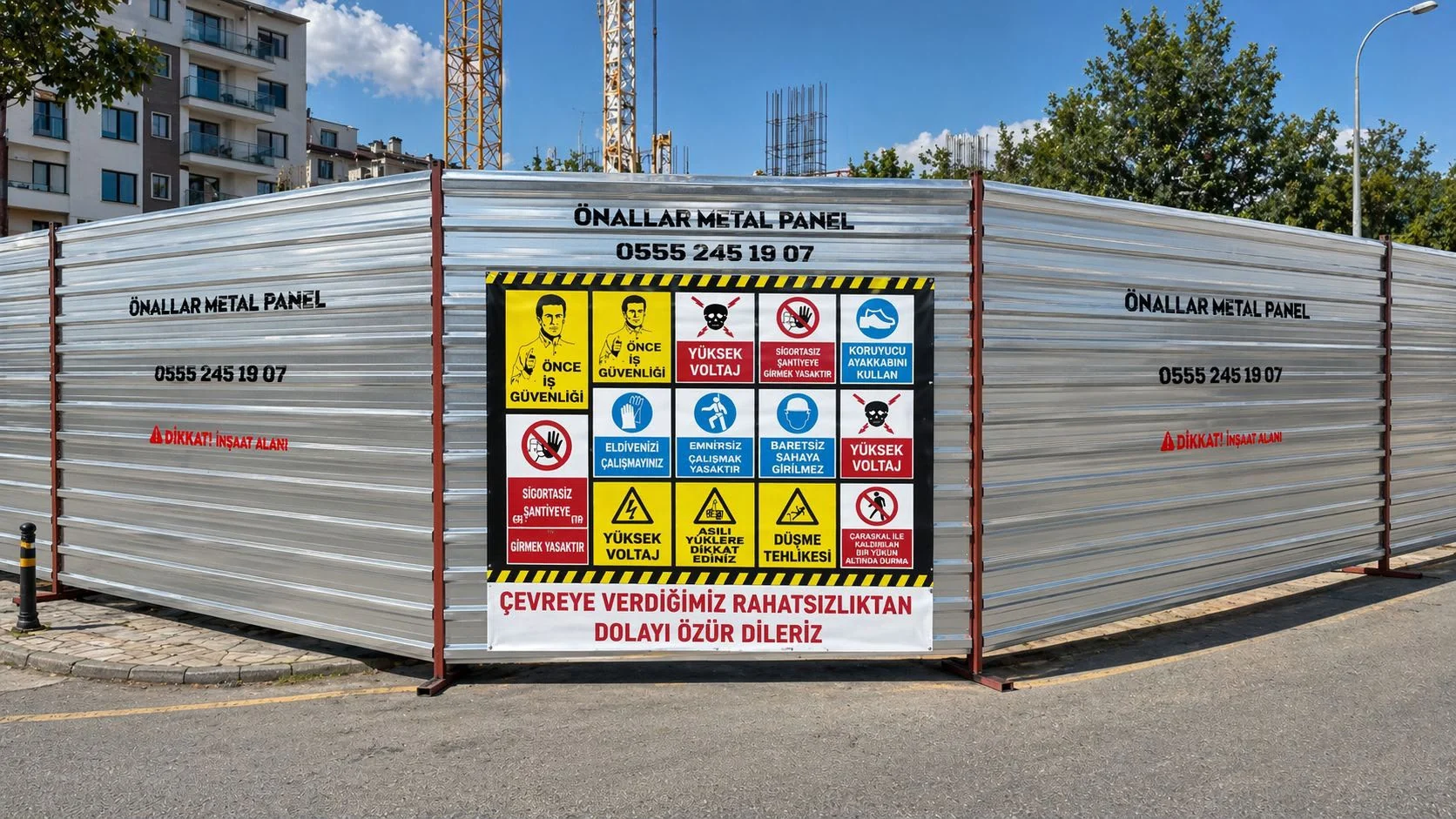 Önallar galvaniz panel ve iş güvenliği levhası uygulaması
